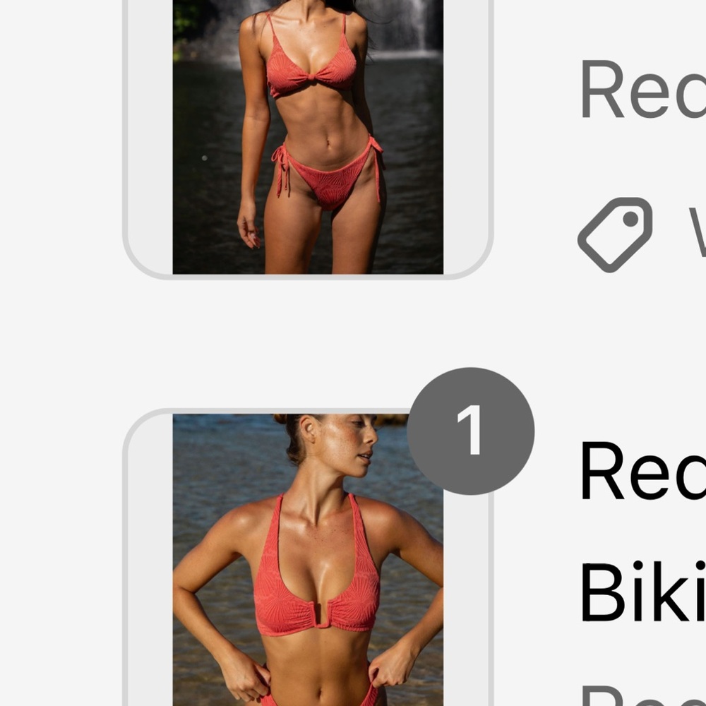 Red Tie-Side Textured Bikini Set - Sleek Women's Swimwear